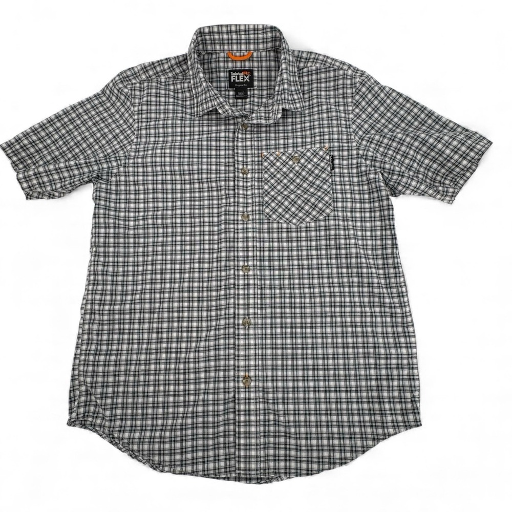 Timberland Pro Flex Black Plaid‎ SS Shirt Men's Med